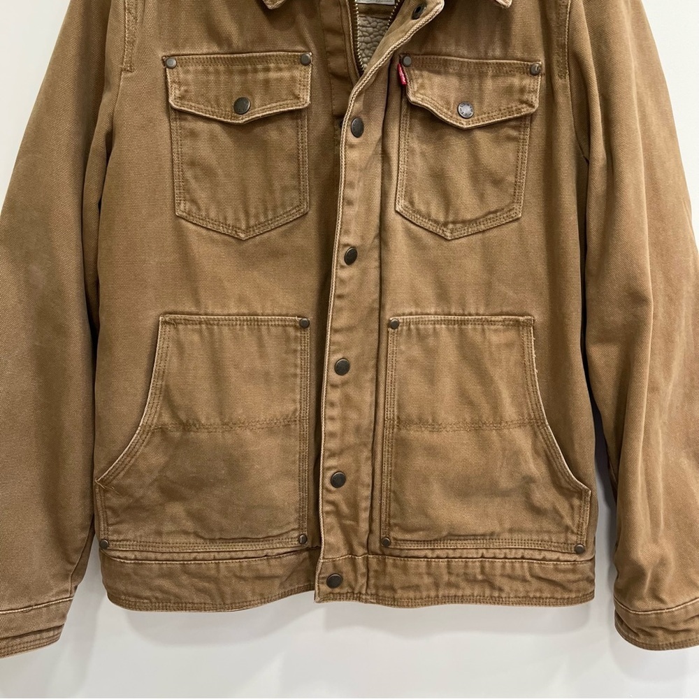 Levi’s Men’s Sherpa Lined Midweight Hooded Work Jacket Chore Coat Barn Field S - Picture 4 of 10